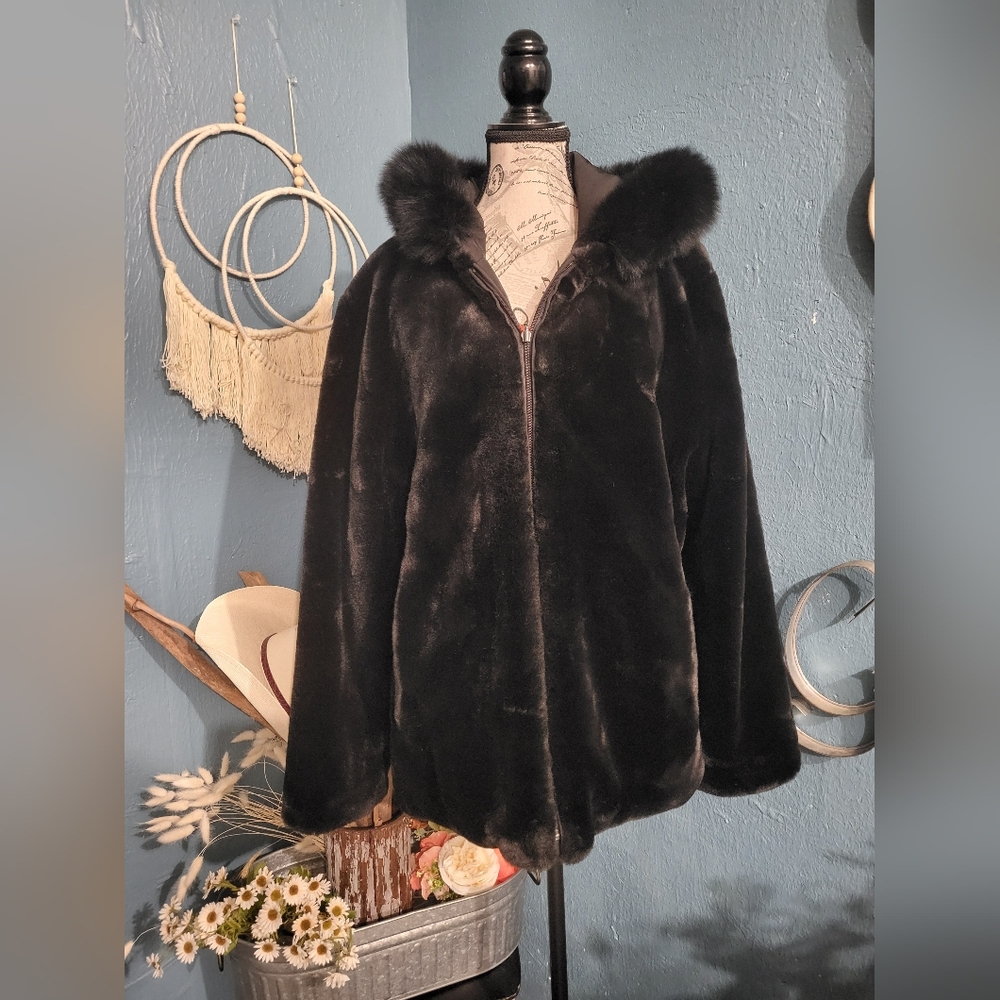 Luxurious Black Faux Fur Jacket